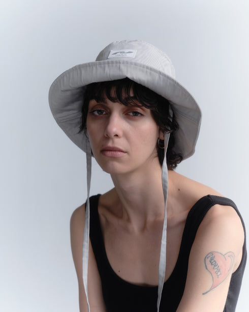 【90'S DEAD STOCK FABRIC】WOOD GRAIN BUCKET HAT -GRAY-